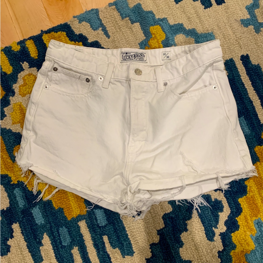 Lucky Brand Lucky Pins White High Rise Cut Off Denim Shorts 10/30